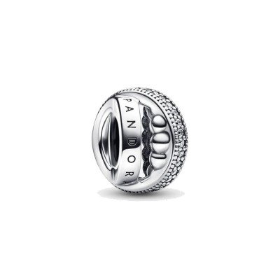 Charm Pandora  tripla fascia logo pavè e sfere 792317C01 [2dab99f9]