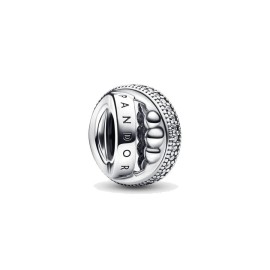Charm Pandora  tripla fascia logo pavè e sfere 792317C01 [2dab99f9]