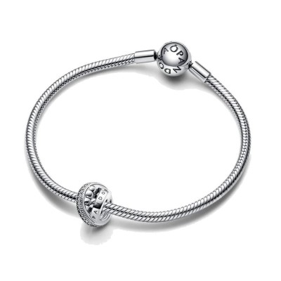 Charm Pandora  tripla fascia logo pavè e sfere 792317C01 [f48ddaf4]