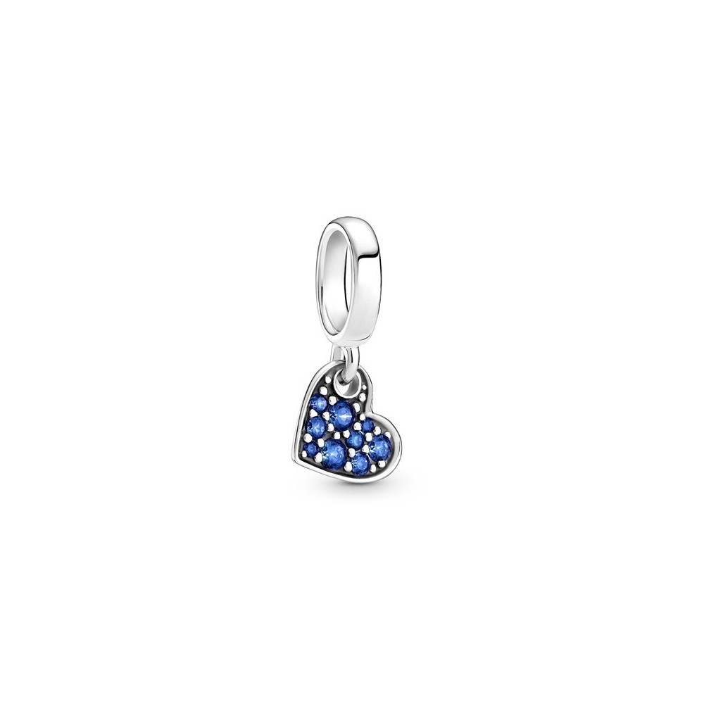 Charm Pendente Pandora Cuore Obliquo con Pavé Blu 799404c01 [236b1315]