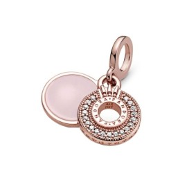 Charm Pendente Pandora Signature Rose Sparkling Logo & Crown O Dangle 789055c01 [de59717e]