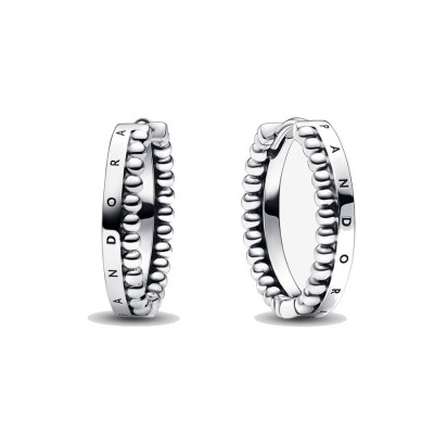 Orecchini Pandora cerchi con logo e sfere 292310C00 [94684526]