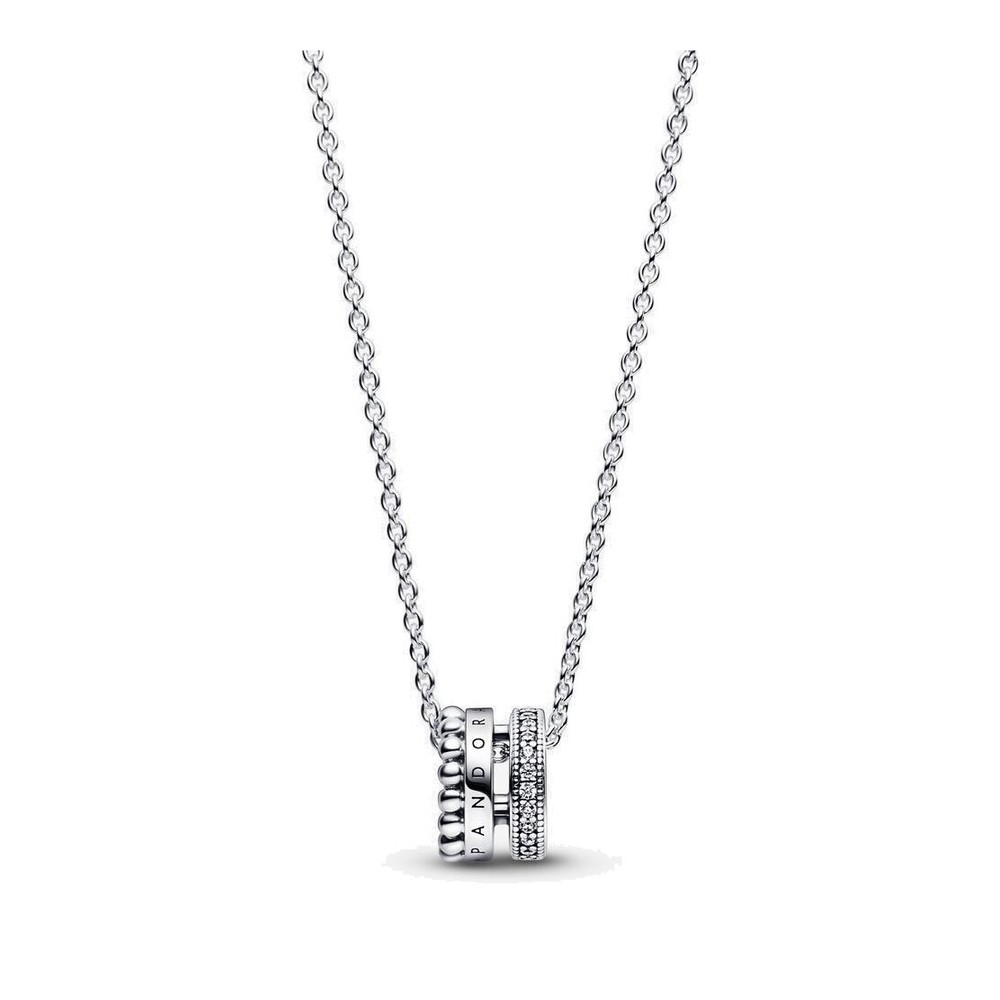 Collana Pandora con logo pavè e sfere  392311C01 [9a31f425]