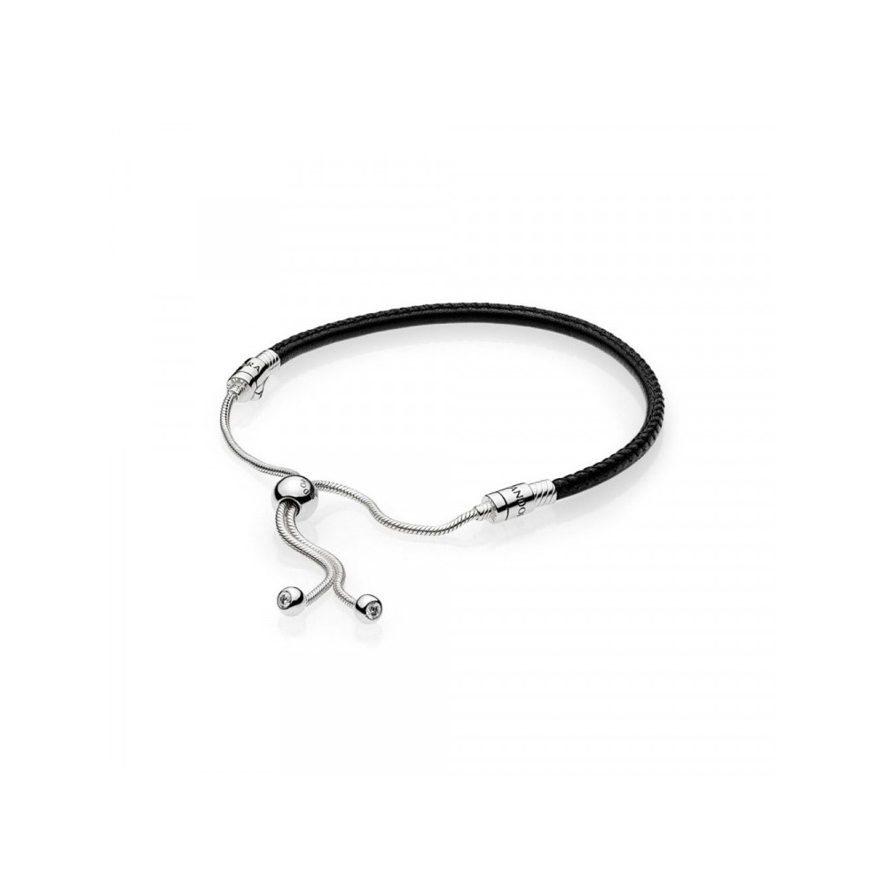 Bracciale Pandora Pelle Nera chiusura regolabile 598951c01 [2fee72d5]