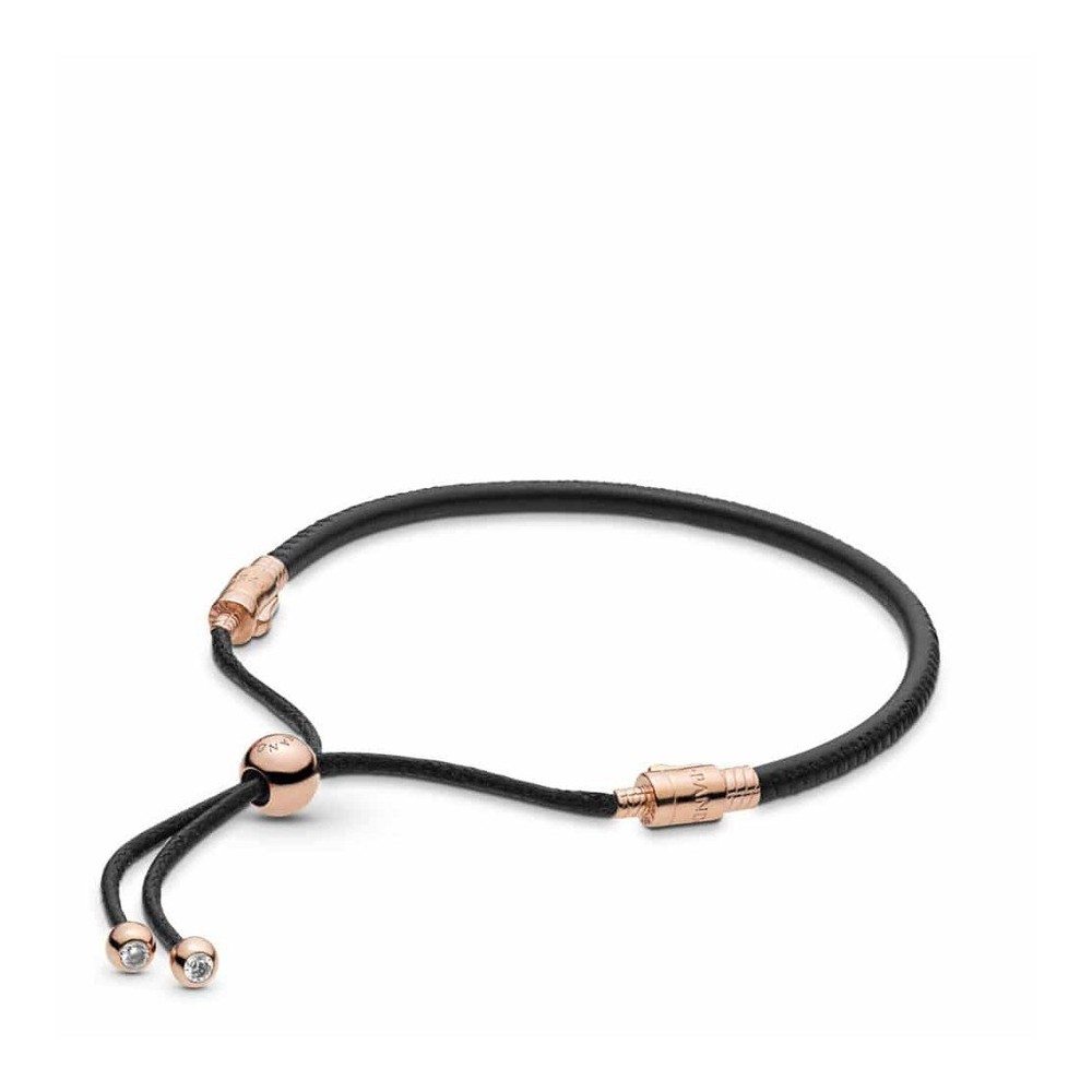 Bracciale Pandora  Pelle Nera e chiusura rosè 588059CBK [82cdbcde]