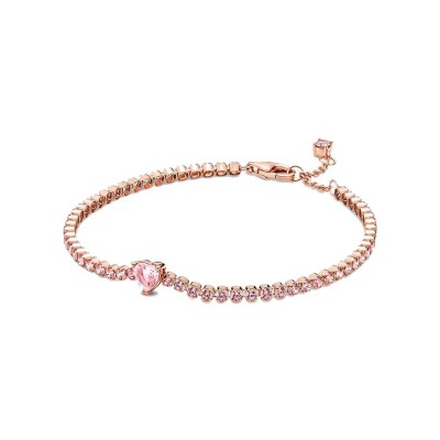 Bracciale Pandora Tennis Scintillante Rosè con cuore e pietra rosa 580041C01 [fa178867]