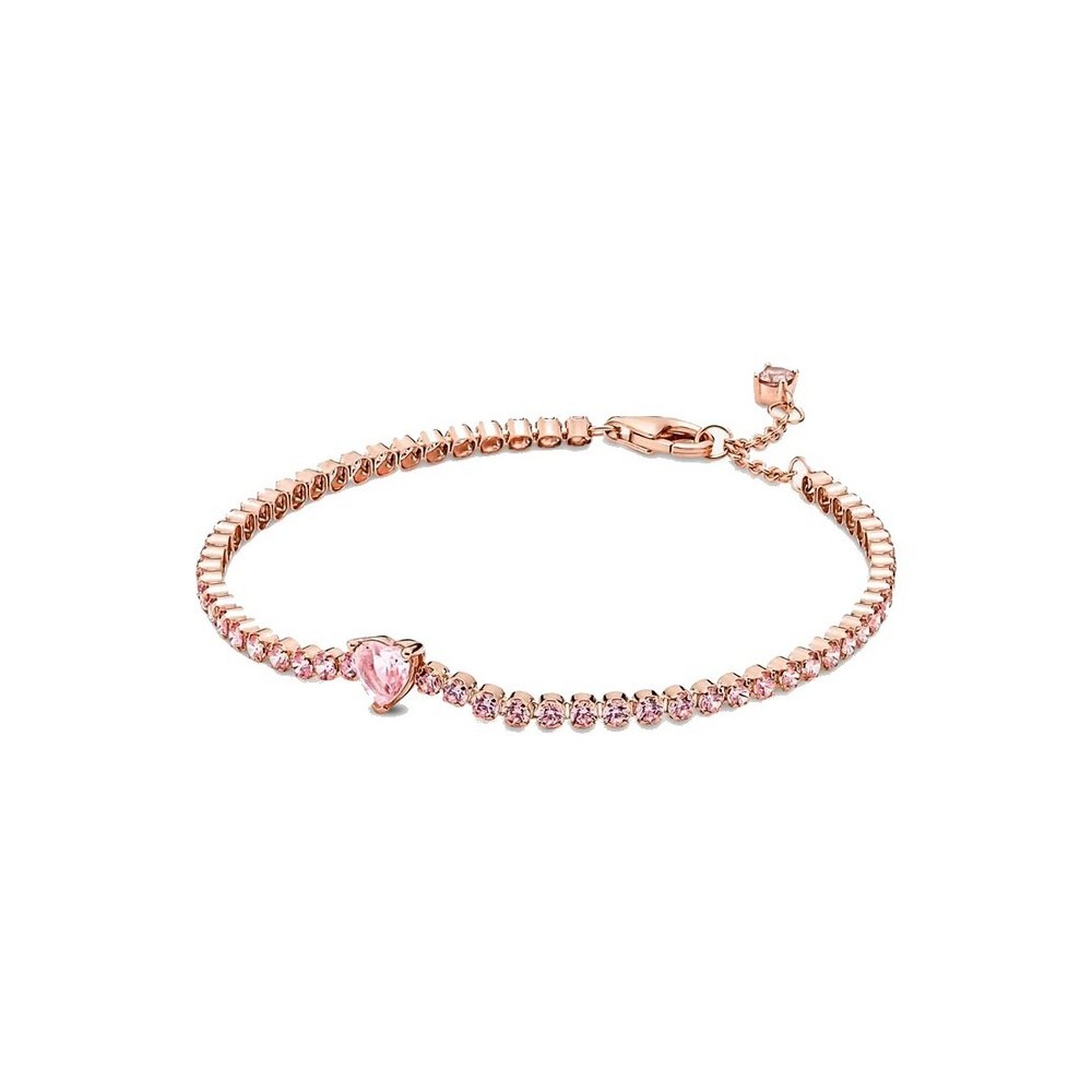 Bracciale Pandora Tennis Scintillante Rosè con cuore e pietra rosa 580041C01 [fa178867]