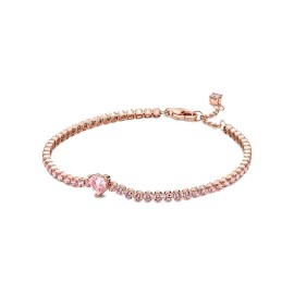 Bracciale Pandora Tennis Scintillante Rosè con cuore e pietra rosa 580041C01 [fa178867]