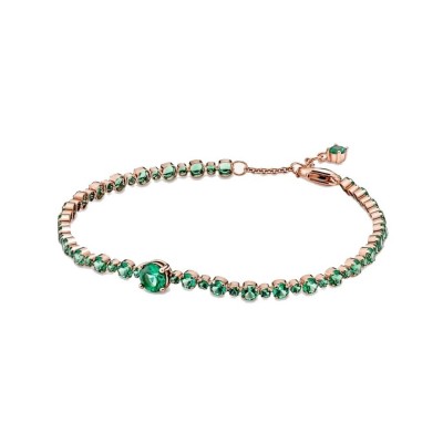 Bracciale Pandora Tennis Rosè e Pietre Verdi 580044C01 [aa0c13ed]
