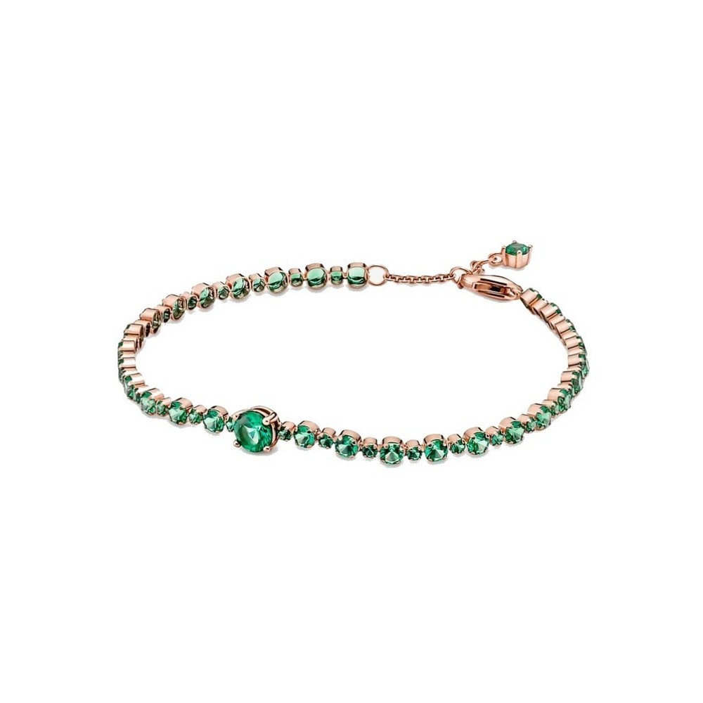Bracciale Pandora Tennis Rosè e Pietre Verdi 580044C01 [aa0c13ed]