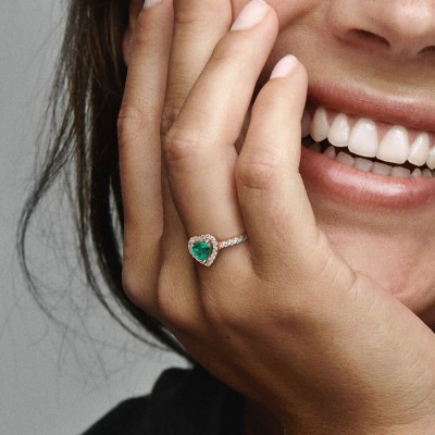 Anello Pandora a Cuore In Rilievo Verde 188421C03 [eb7844ab]