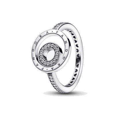 Anello Pandora Cerchi con Logo e Pavé 192316C01 [b9dc7410]
