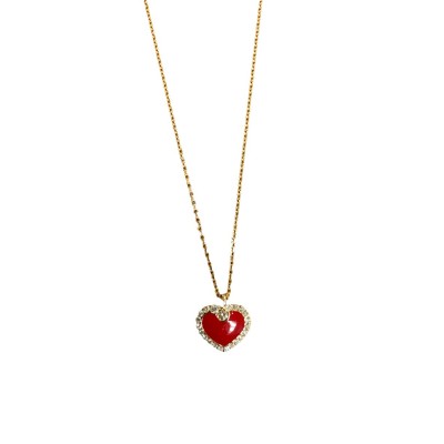 Girocollo Crivelli in oro rosa con cuore smaltato rosso 15924204 [71a02da5]