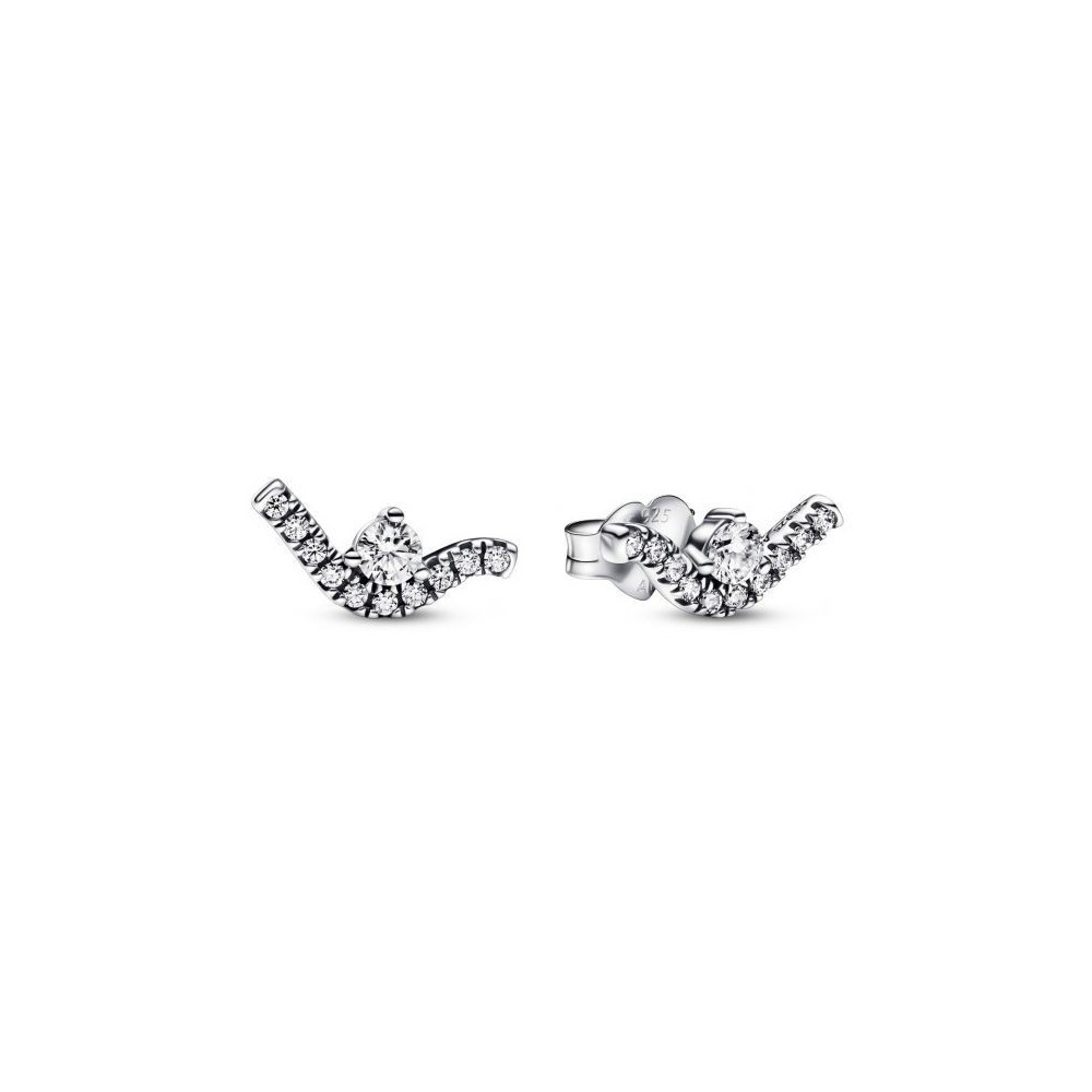 Orecchini Pandora a onde e zirconi 292544C01 [94922d0a]