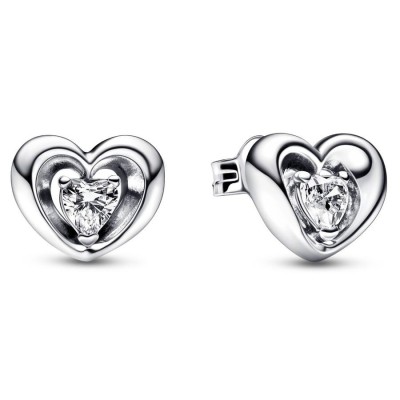 Orecchini Pandora cuore speldente con pietra 292500C01 [133ef50b]