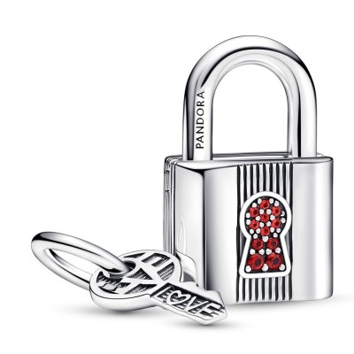 Charm Pandora Lucchetto e chiave dell'amore con pietre 790088C02 [5444a0cd]