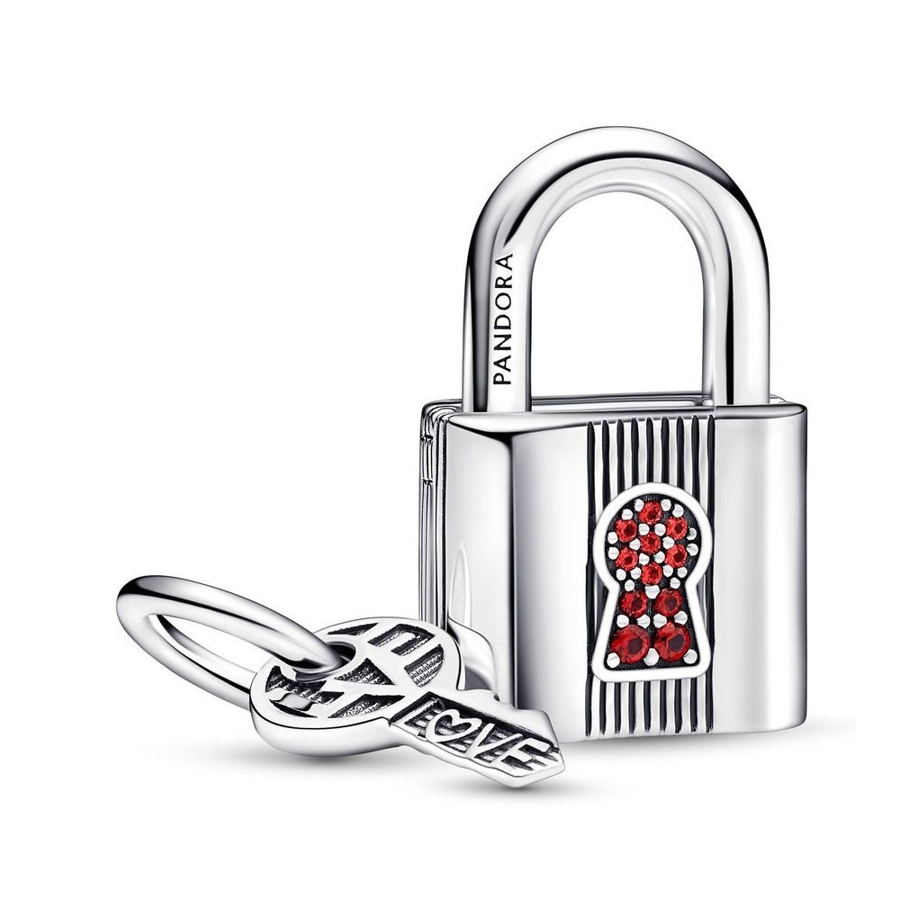 Charm Pandora Lucchetto e chiave dell'amore con pietre 790088C02 [5444a0cd]