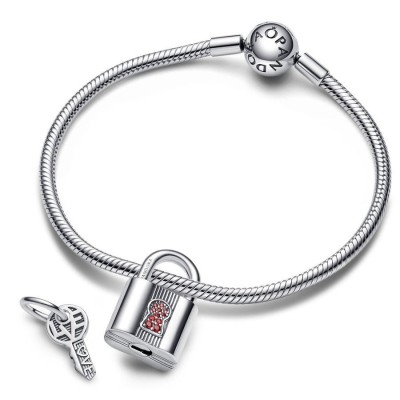 Charm Pandora Lucchetto e chiave dell'amore con pietre 790088C02 [8d62e3c0]