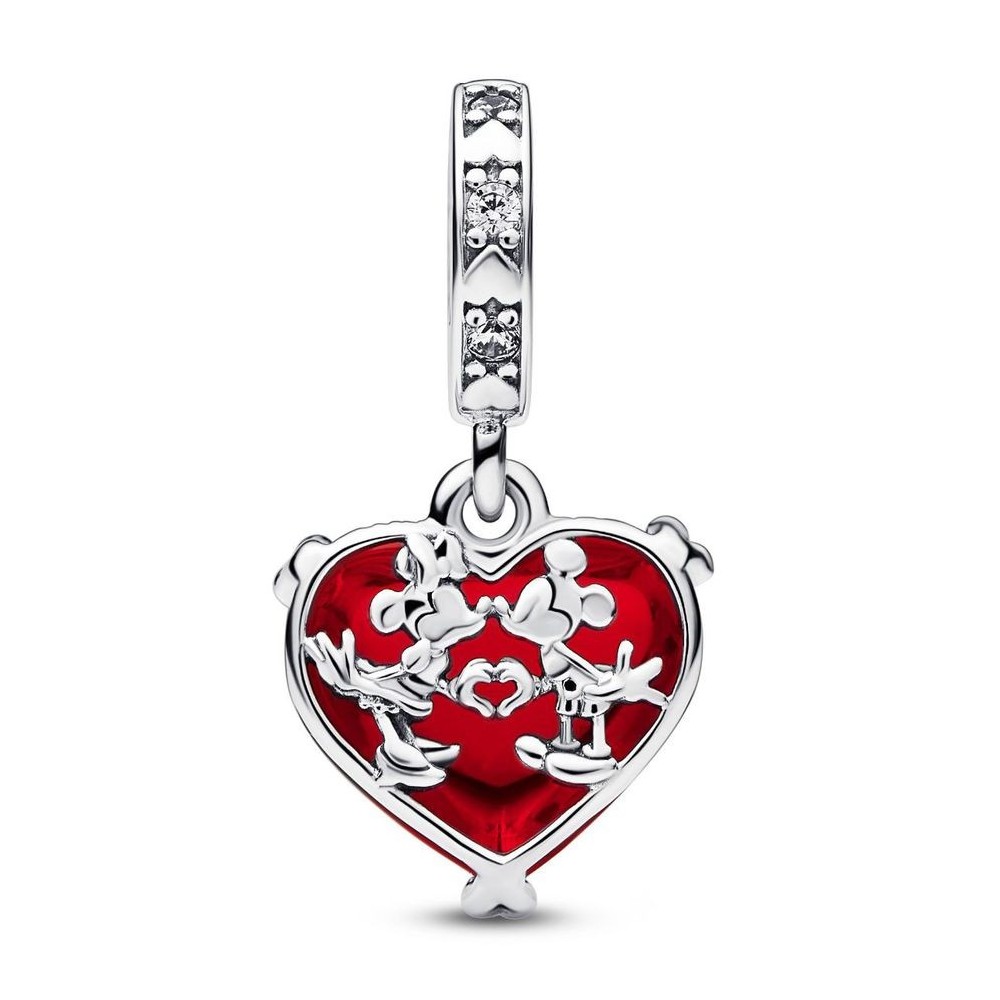 Charm Pandora Disney Mickey and Minnie cuore in vetro di murano 792522C01 [b0448a03]