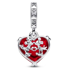 Charm Pandora Disney Mickey and Minnie cuore in vetro di murano 792522C01 [b0448a03]