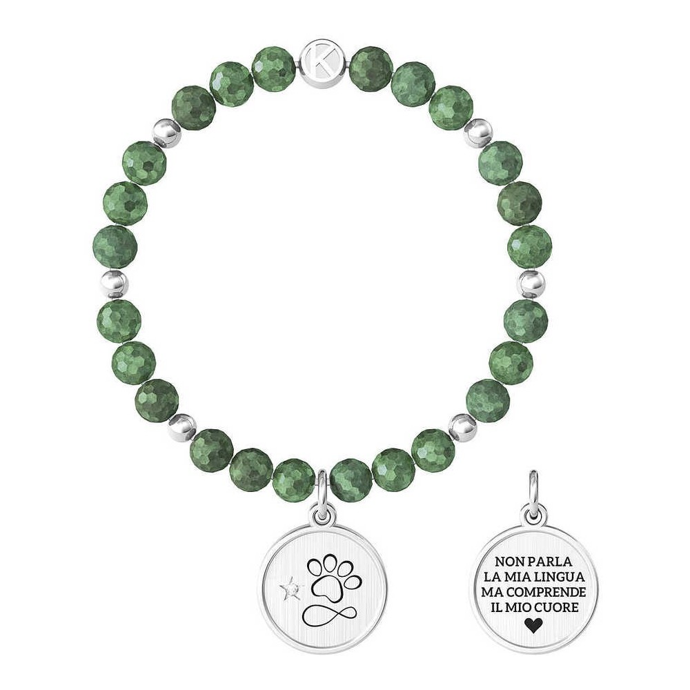 Bracciale Kidult in acciaio con  pietre Giada verde Animal Planet 732004 [9b7912f8]