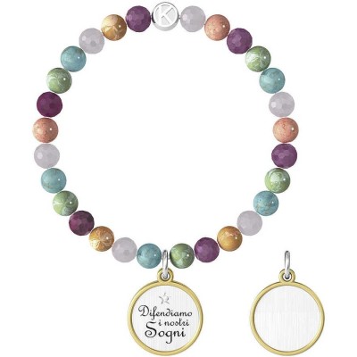 Bracciale Kidult pietre multicolor accaio e pvd gold 732018 [cee8943a]