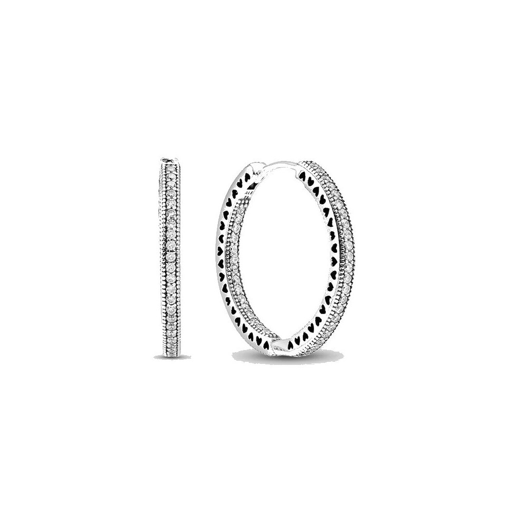 Orecchini Pandora cuori a cerchio pavè 296319CZ [05474244]