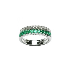 Anello Damiani Carosello Oro Bianco Diamanti e Smeraldi Donna [0971a87e]