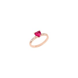 Anello Dodo cuore oro rosa 9kt rubino sintetico e diamanti bianchi dac3001-heart-dsr9r [ce848bfc]