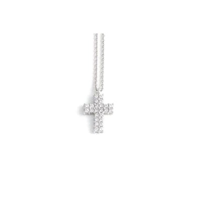 Girocollo Crivelli Croce in oro bianco con diamanti 61780792 [ba038e22]