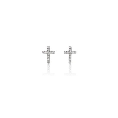 Orecchini Crivelli Croce in oro bianco con diamanti 97443807 [8256d22f]