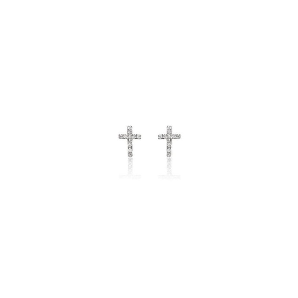 Orecchini Crivelli Croce in oro bianco con diamanti 97443807 [8256d22f]