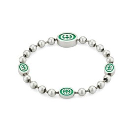Bracciale Gucci interlocking Baule semi shiny silver&green YBA701609 [7b9de538]