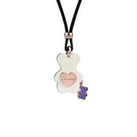 Collana Nanan con cordino orso mamma bimbo ceramica oro rosa 9ct e zirconi blu  NGIO0021 [b7d7cb28]