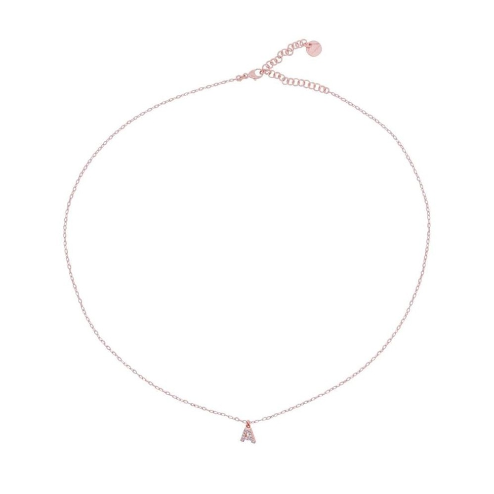 Girocollo Rue des mille con iniziali in argento rosato e zirconi GRZ-011 INIZ [9e236996]