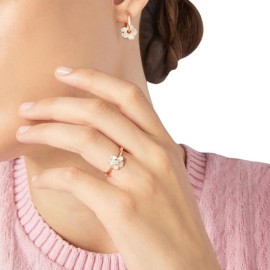 Anello Dodo con fiore oro rosa 9kt smalto madreperla e diamanti bianchi dac3004-flows-ebb9r [0f3f86d7]