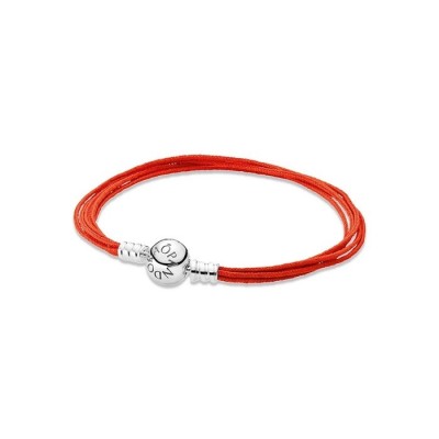 Bracciale Pandora Multifilo Arancio Tessuto Argento   [067d6282]