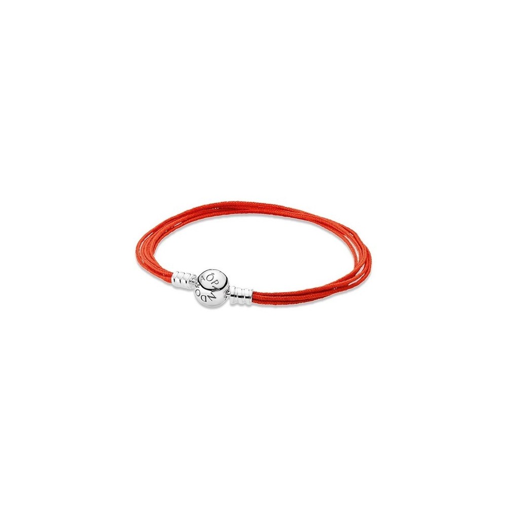 Bracciale Pandora Multifilo Arancio Tessuto Argento   [067d6282]