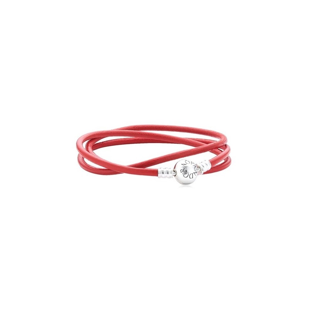 Bracciale Pandora -T2 Argento Donna Pelle Rossa [cfdc593b]