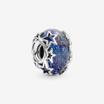 Charm Vetro Di Murano Blu con stelle [ae22c5ff]