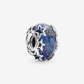Charm Vetro Di Murano Blu con stelle [ae22c5ff]