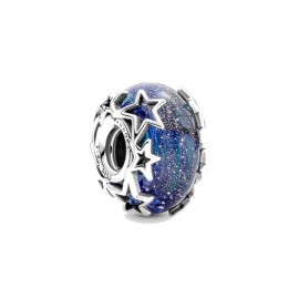 Charm Vetro Di Murano Blu con stelle [e9fe75e5]