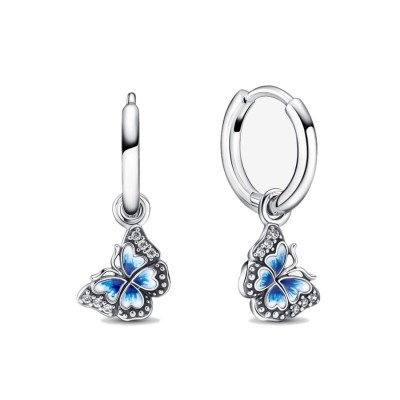 Orecchini Cerchio con Farfalla Blu [d6495a04]