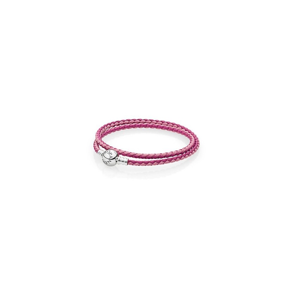 Bracciale doppio Giro Cordino Pelle Rosa [d41b0eb0]
