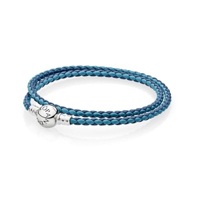 Bracciale doppio giro in pelle Blu [53b7d6b1]