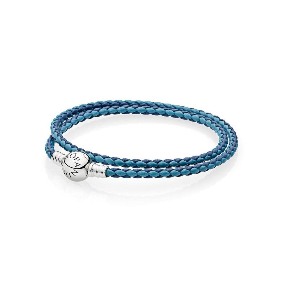 Bracciale doppio giro in pelle Blu [53b7d6b1]