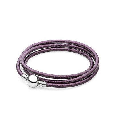 Bracciale tripo giro pelle viola [5dee67b2]