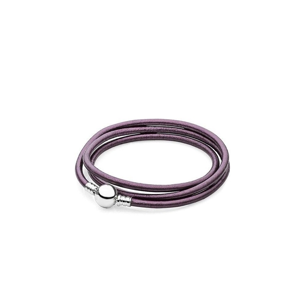Bracciale tripo giro pelle viola [5dee67b2]