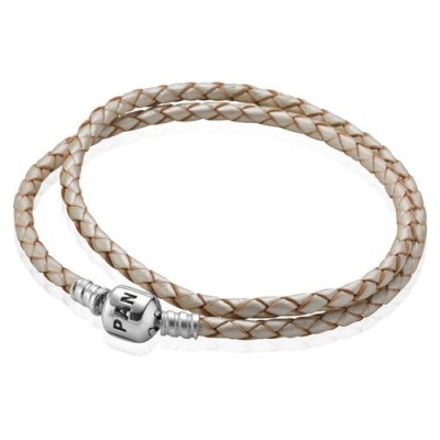 Bracciale doppio giro cuoio beige [4f05b4b6]