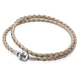 Bracciale doppio giro cuoio beige [4f05b4b6]